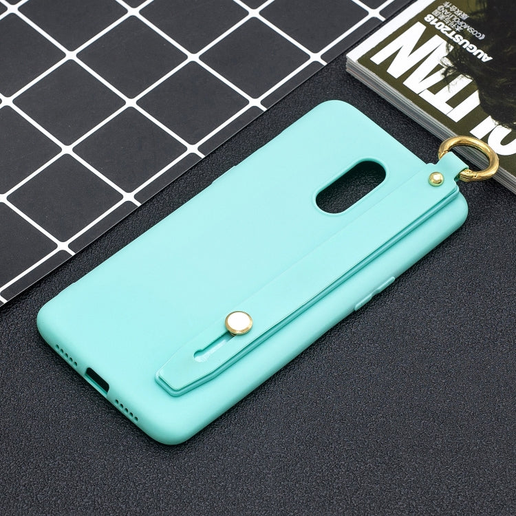 Shockproof Solid Color TPU Case with Wristband For OnePlus 7