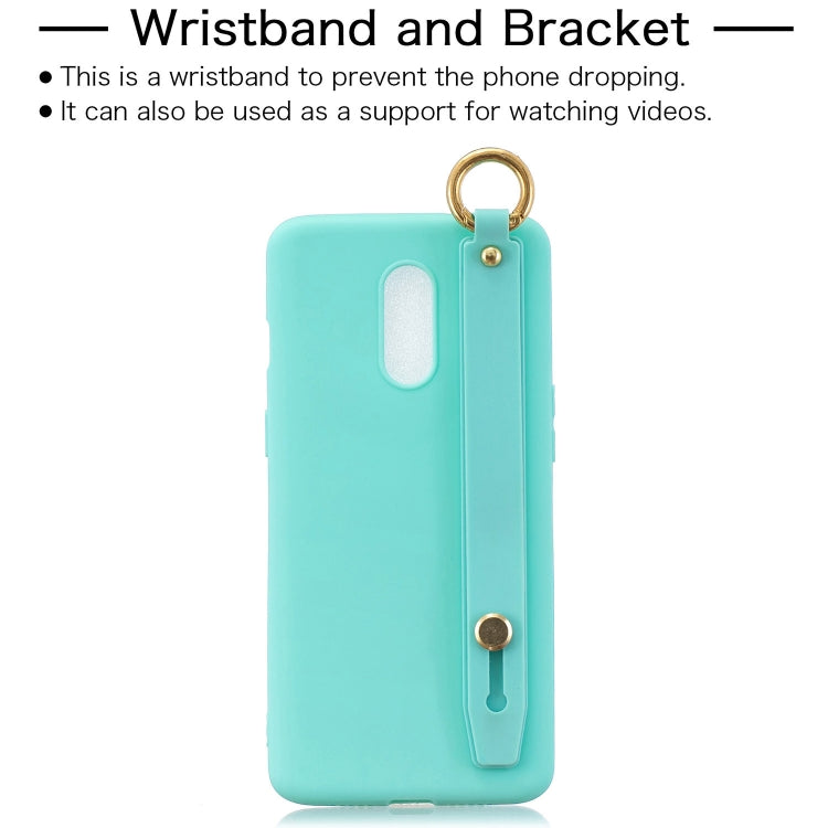 Shockproof Solid Color TPU Case with Wristband For OnePlus 7