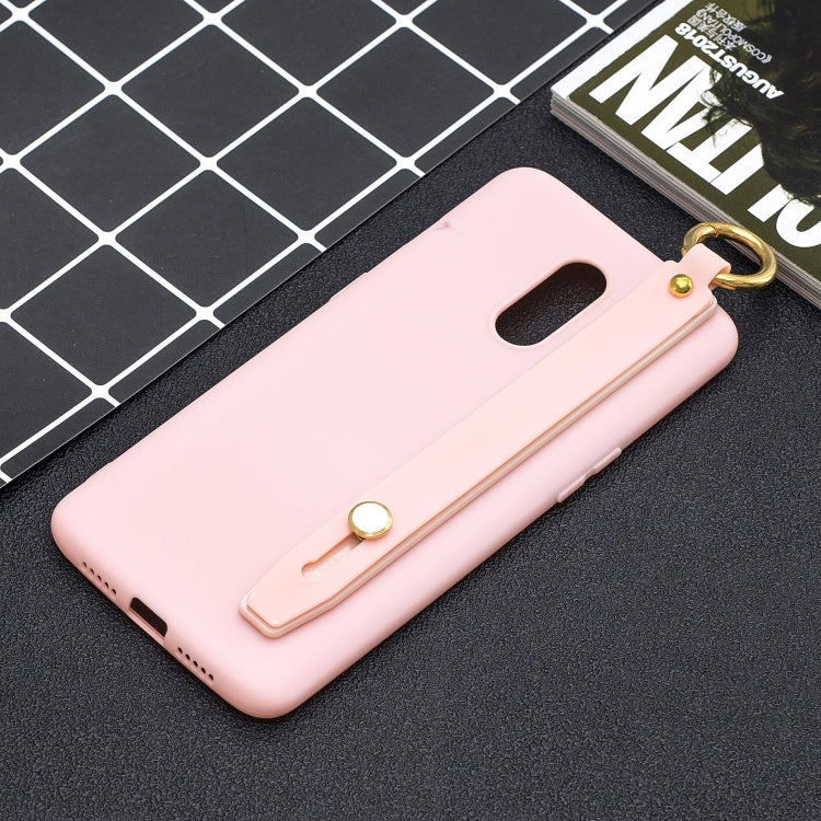 Shockproof Solid Color TPU Case with Wristband For OnePlus 7