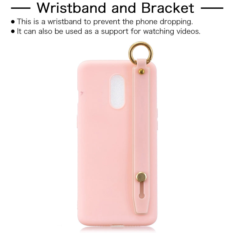 Shockproof Solid Color TPU Case with Wristband For OnePlus 7