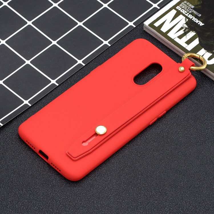 Shockproof Solid Color TPU Case with Wristband For OnePlus 7