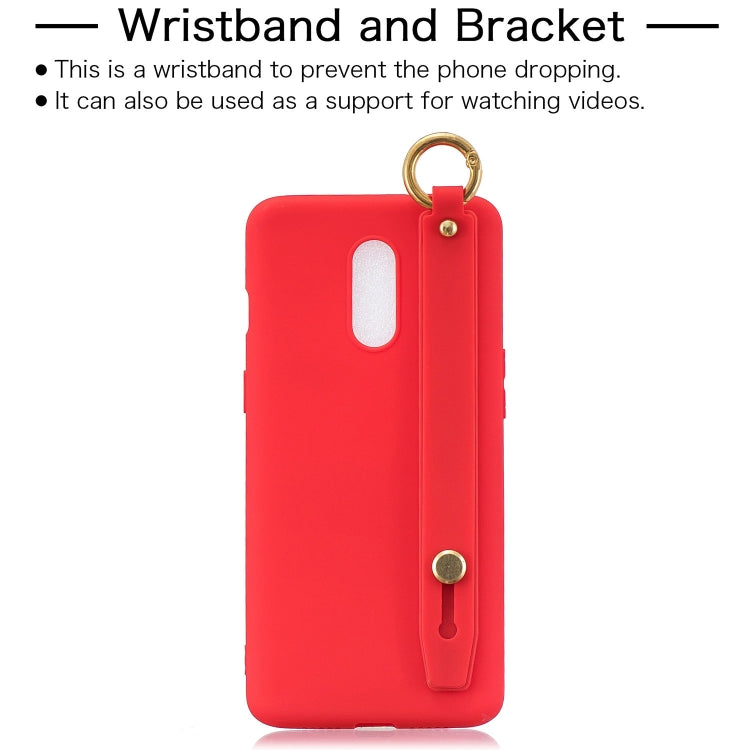 Shockproof Solid Color TPU Case with Wristband For OnePlus 7