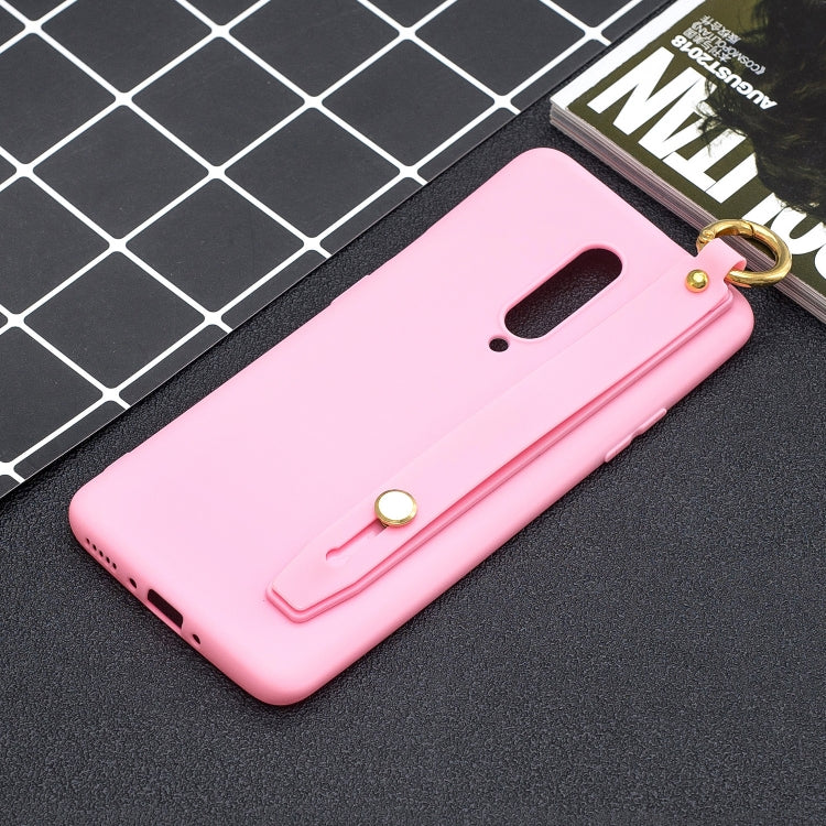 Shockproof Solid Color TPU Case with Wristband For OnePlus 7 Pro