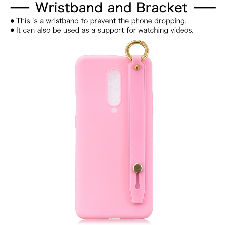 Shockproof Solid Color TPU Case with Wristband For OnePlus 7 Pro