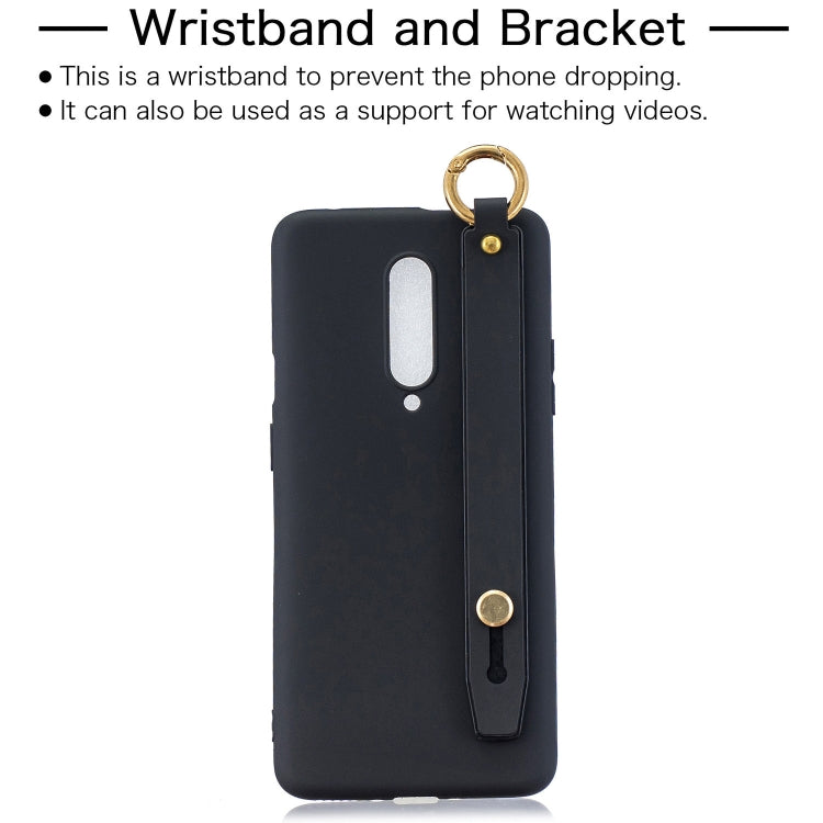 Shockproof Solid Color TPU Case with Wristband For OnePlus 7 Pro