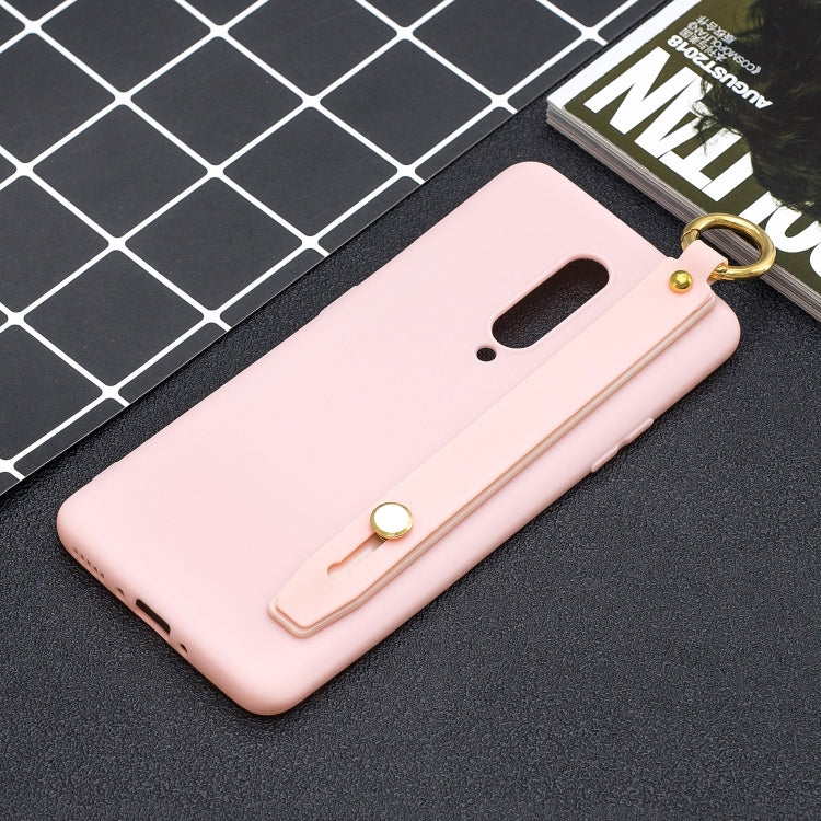 Shockproof Solid Color TPU Case with Wristband For OnePlus 7 Pro