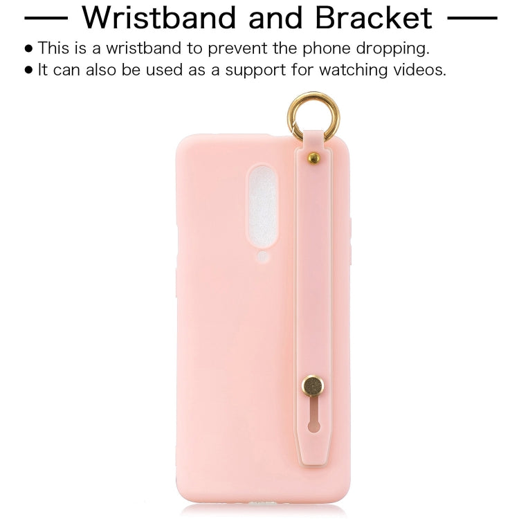 Shockproof Solid Color TPU Case with Wristband For OnePlus 7 Pro