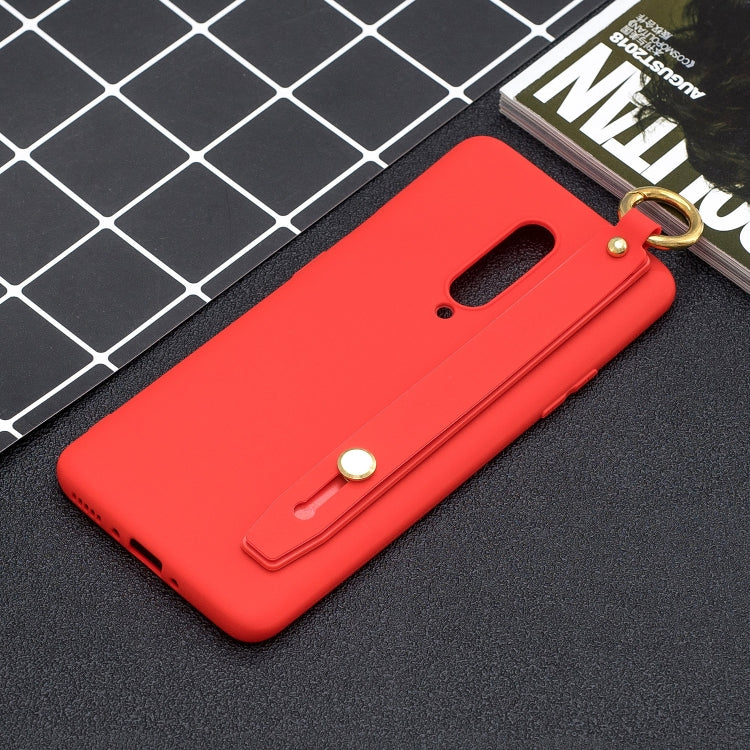 Shockproof Solid Color TPU Case with Wristband For OnePlus 7 Pro