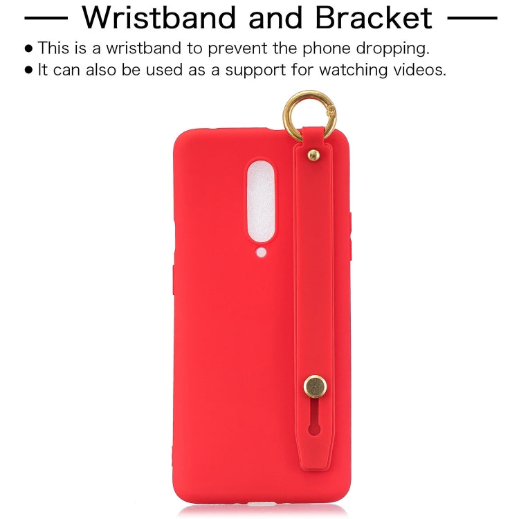 Shockproof Solid Color TPU Case with Wristband For OnePlus 7 Pro