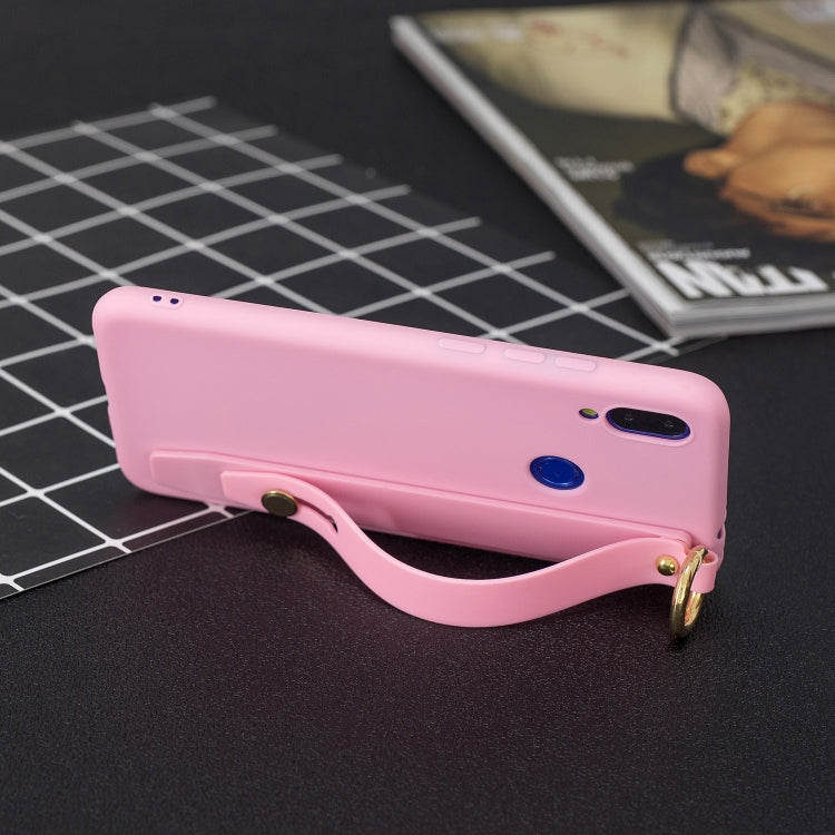 Shockproof Solid Color TPU Case with Wristband For Huawei P Smart (2019)