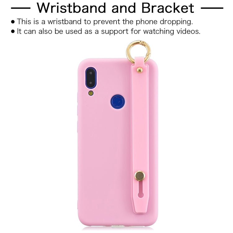 Shockproof Solid Color TPU Case with Wristband For Huawei P Smart (2019)