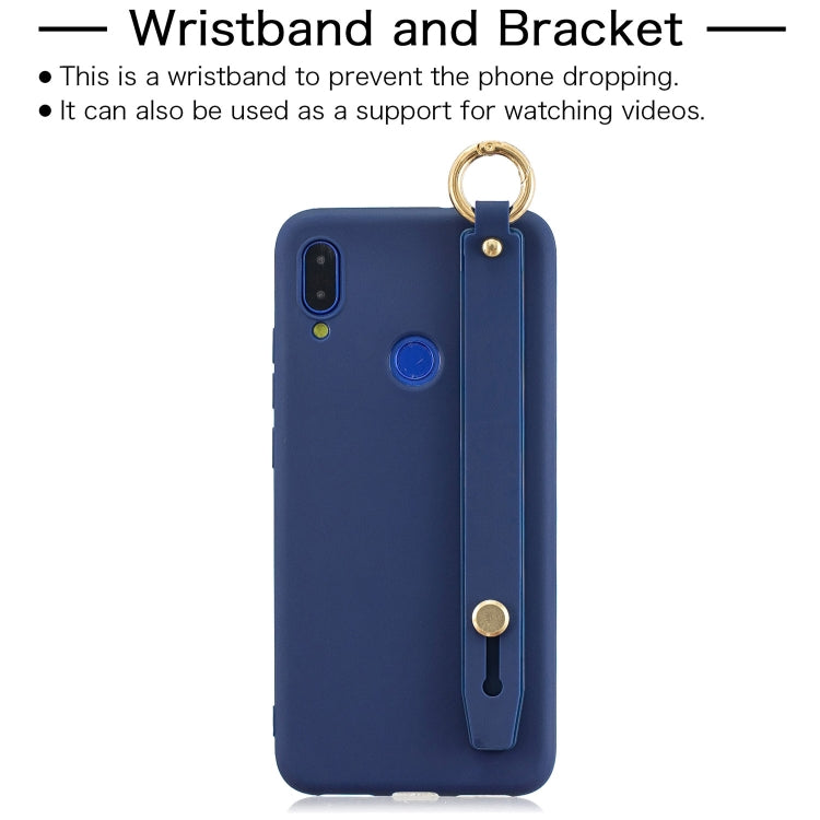 Shockproof Solid Color TPU Case with Wristband For Huawei P Smart (2019)