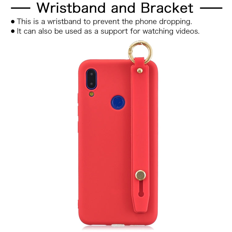 Shockproof Solid Color TPU Case with Wristband For Huawei P Smart (2019)