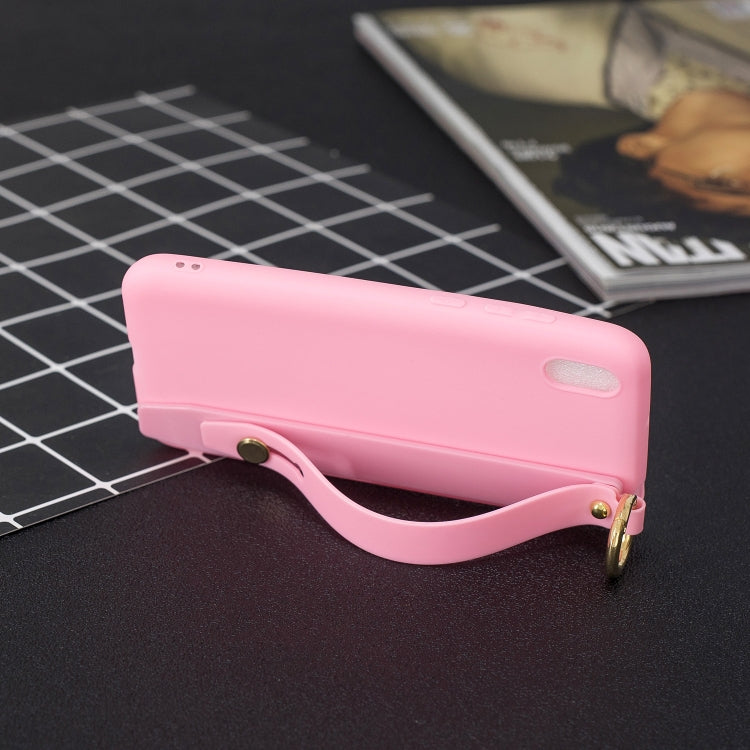 Shockproof Solid Color TPU Case with Wristband For Huawei Enjoy 8s