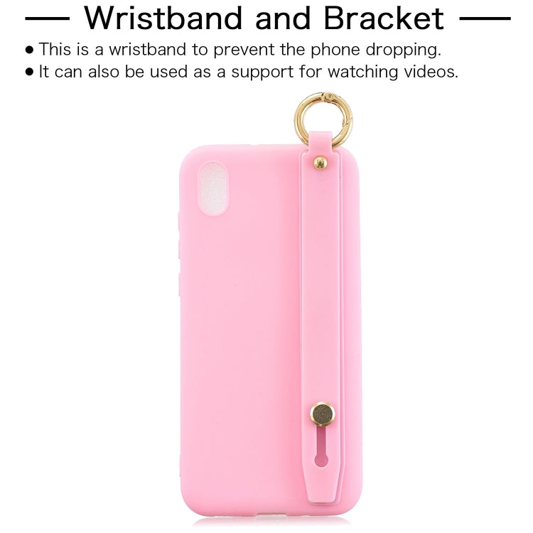Shockproof Solid Color TPU Case with Wristband For Huawei Enjoy 8s