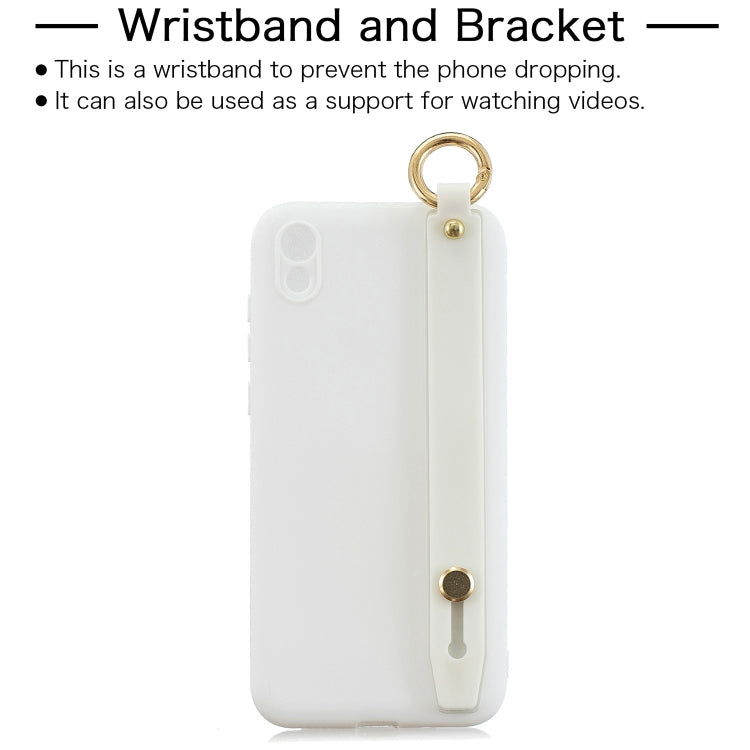 Shockproof Solid Color TPU Case with Wristband For Huawei Enjoy 8s