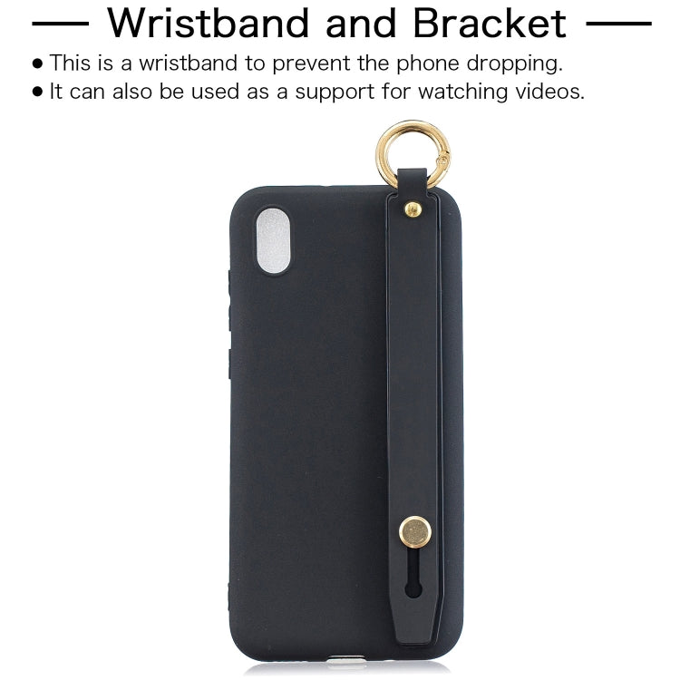 Shockproof Solid Color TPU Case with Wristband For Huawei Enjoy 8s