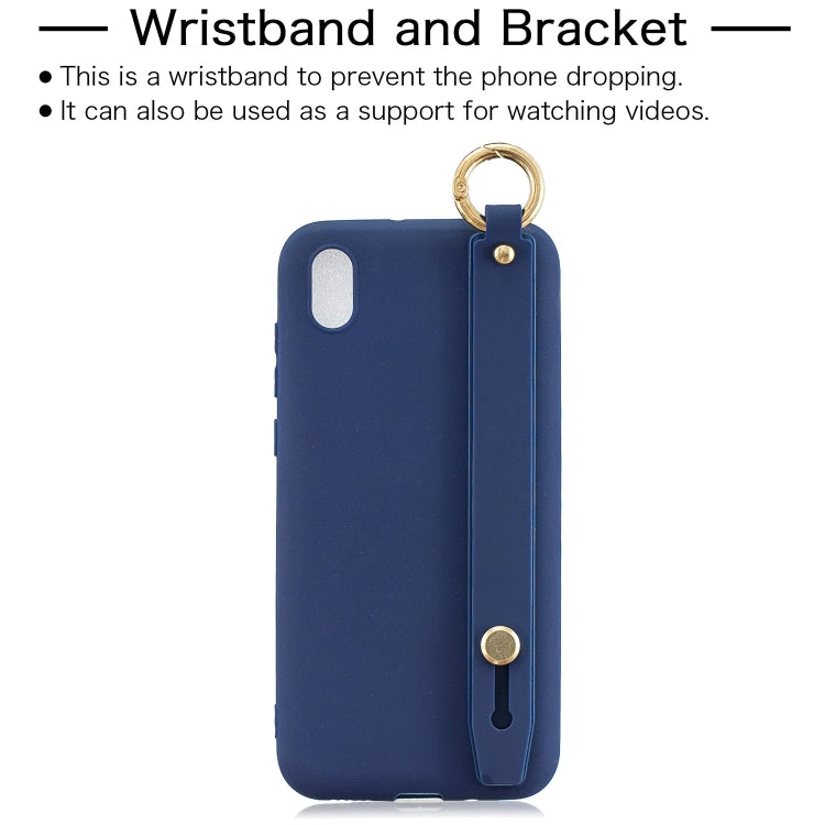 Shockproof Solid Color TPU Case with Wristband For Huawei Enjoy 8s