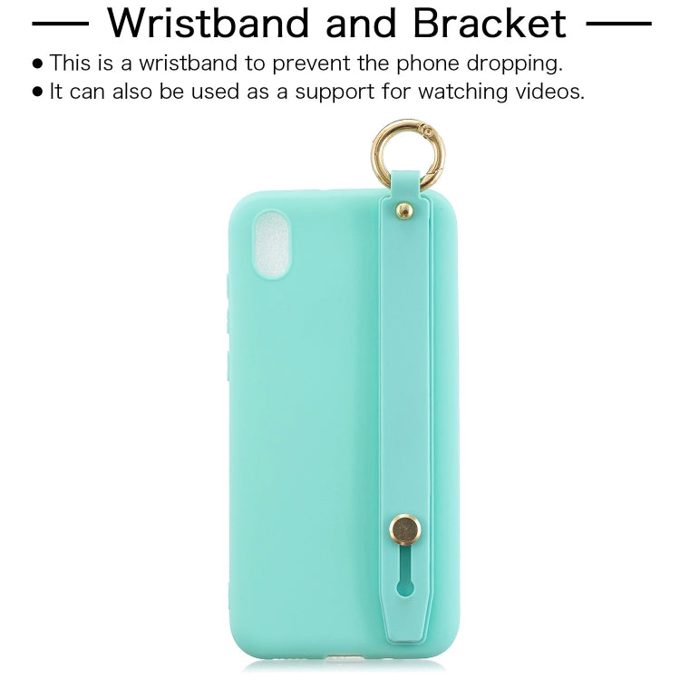 Shockproof Solid Color TPU Case with Wristband For Huawei Enjoy 8s