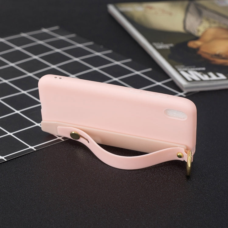 Shockproof Solid Color TPU Case with Wristband For Huawei Enjoy 8s