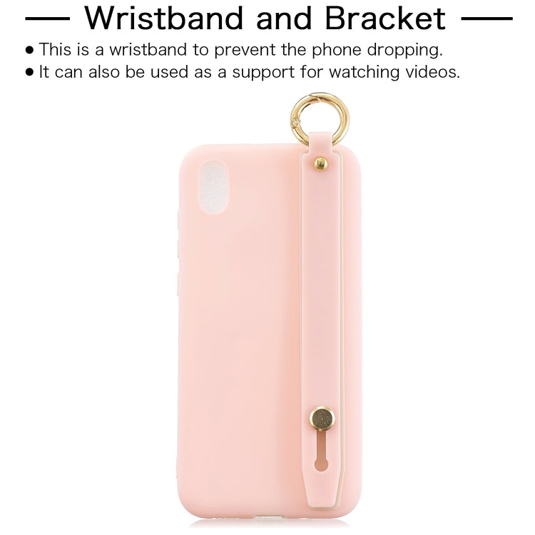 Shockproof Solid Color TPU Case with Wristband For Huawei Enjoy 8s