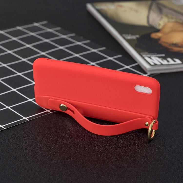 Shockproof Solid Color TPU Case with Wristband For Huawei Enjoy 8s