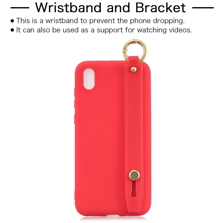 Shockproof Solid Color TPU Case with Wristband For Huawei Enjoy 8s