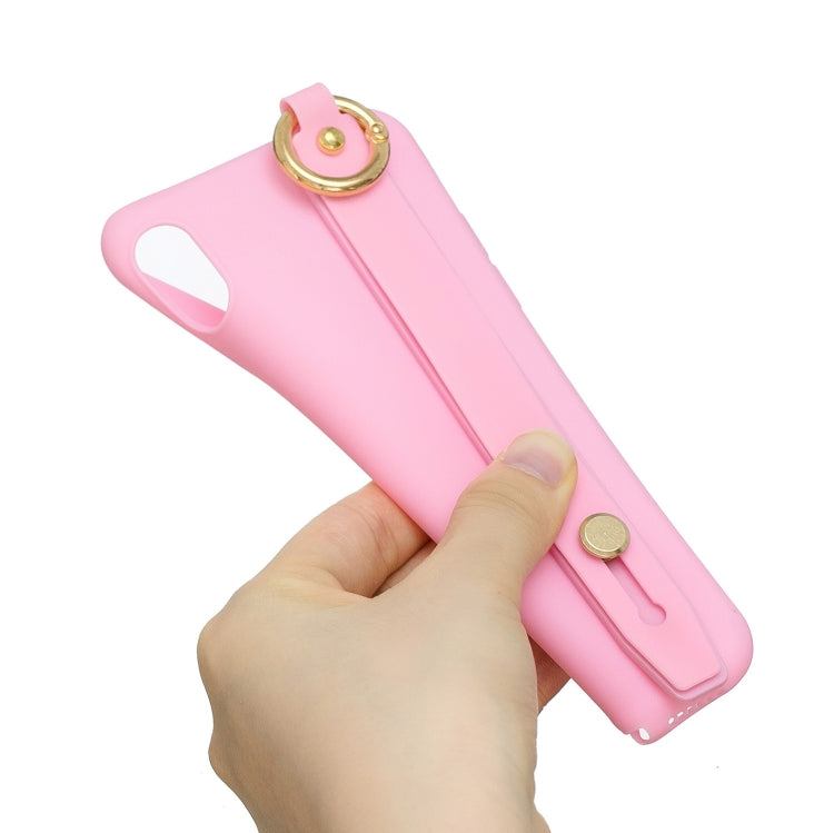 Shockproof Solid Color TPU Case with Wristband For Huawei P Smart (Enjoy 7S)