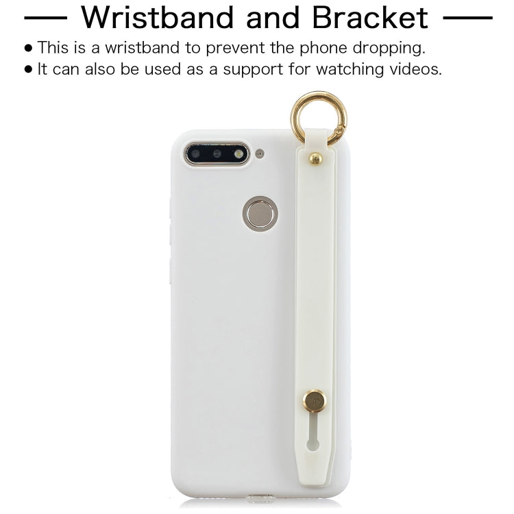 Shockproof Solid Color TPU Case with Wristband For Huawei P Smart (Enjoy 7S)