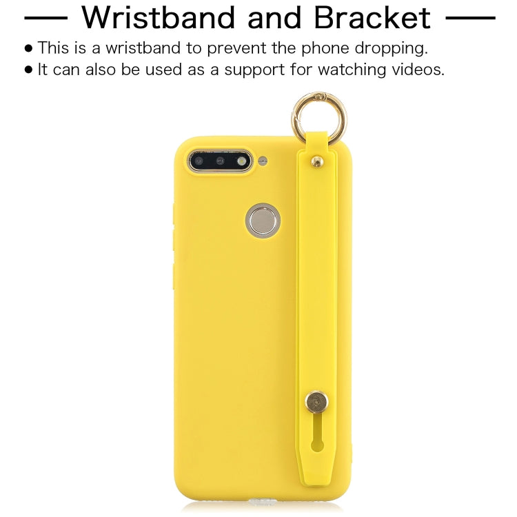 Shockproof Solid Color TPU Case with Wristband For Huawei P Smart (Enjoy 7S)