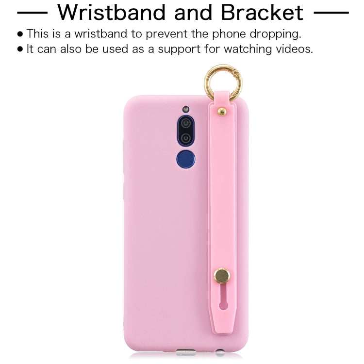 Shockproof Solid Color TPU Case with Wristband For Huawei Mate 10 Lite / Maimang 6