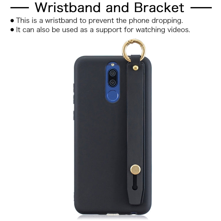 Shockproof Solid Color TPU Case with Wristband For Huawei Mate 10 Lite / Maimang 6