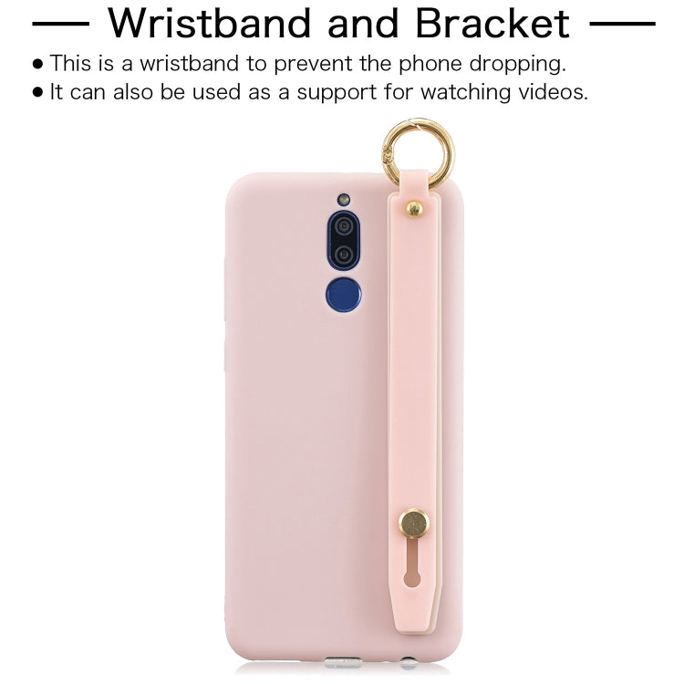 Shockproof Solid Color TPU Case with Wristband For Huawei Mate 10 Lite / Maimang 6