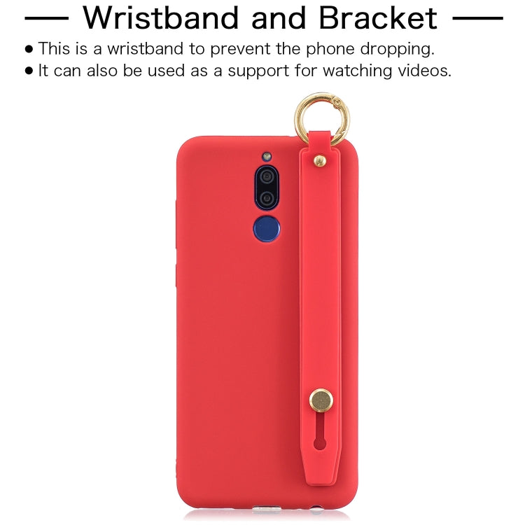 Shockproof Solid Color TPU Case with Wristband For Huawei Mate 10 Lite / Maimang 6