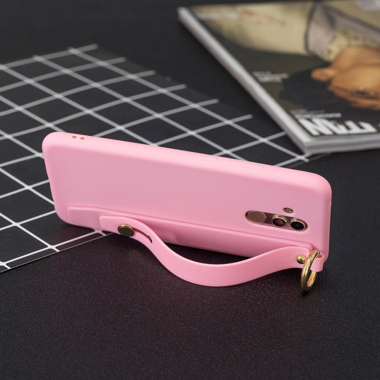 Shockproof Solid Color TPU Case with Wristband For Huawei Mate 20 Lite