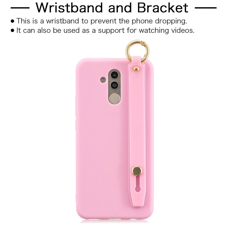 Shockproof Solid Color TPU Case with Wristband For Huawei Mate 20 Lite