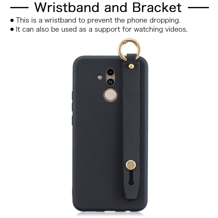 Shockproof Solid Color TPU Case with Wristband For Huawei Mate 20 Lite