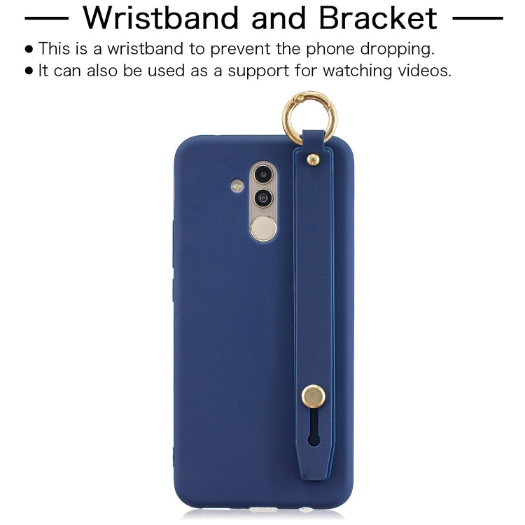 Shockproof Solid Color TPU Case with Wristband For Huawei Mate 20 Lite