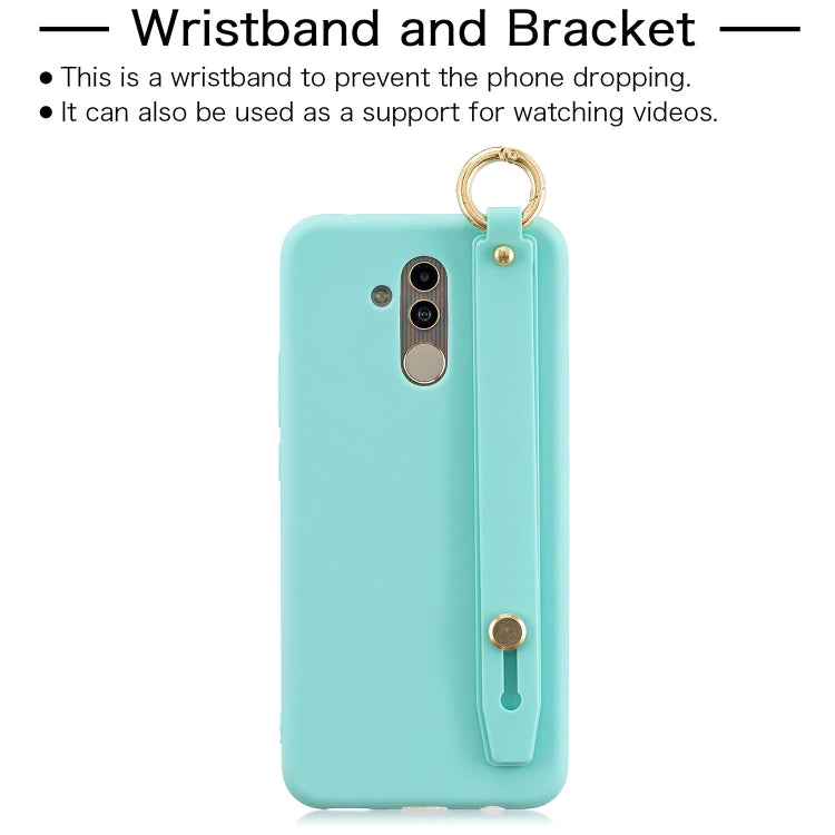 Shockproof Solid Color TPU Case with Wristband For Huawei Mate 20 Lite