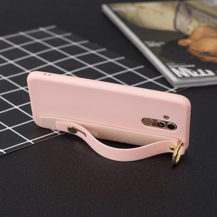 Shockproof Solid Color TPU Case with Wristband For Huawei Mate 20 Lite