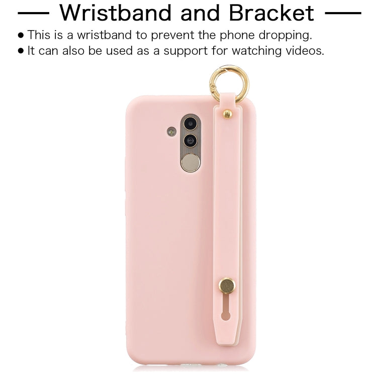 Shockproof Solid Color TPU Case with Wristband For Huawei Mate 20 Lite