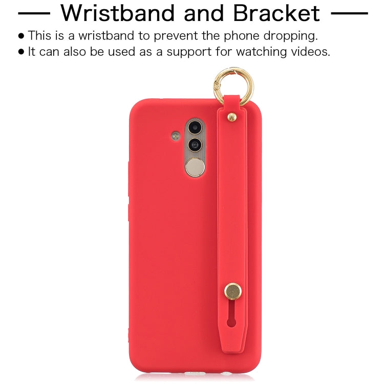 Shockproof Solid Color TPU Case with Wristband For Huawei Mate 20 Lite