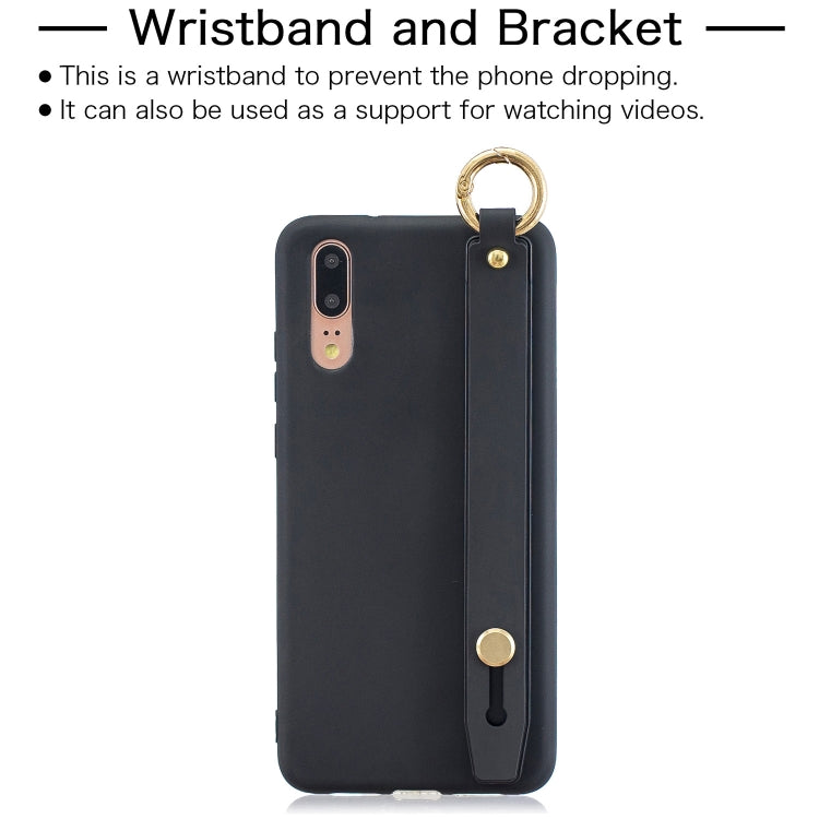 Shockproof Solid Color TPU Case with Wristband For Huawei P20