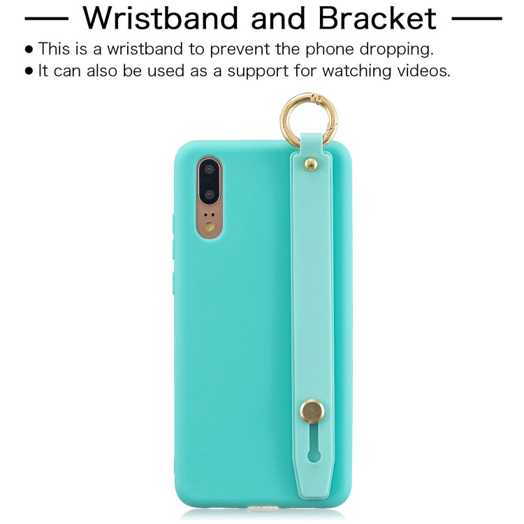 Shockproof Solid Color TPU Case with Wristband For Huawei P20