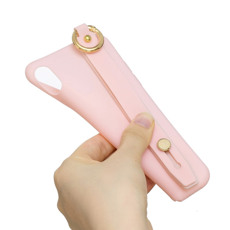 Shockproof Solid Color TPU Case with Wristband For Huawei P20 Lite