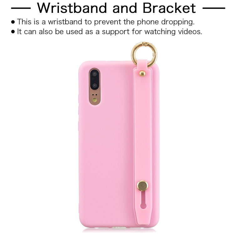 Shockproof Solid Color TPU Case with Wristband For Huawei P20 Pro