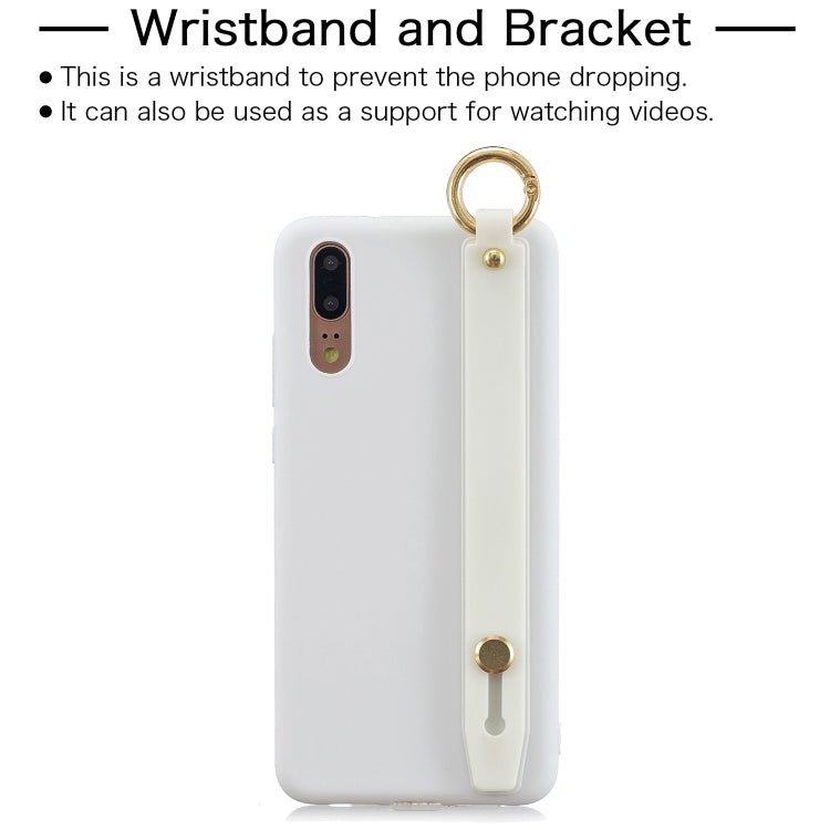 Shockproof Solid Color TPU Case with Wristband For Huawei P20 Pro