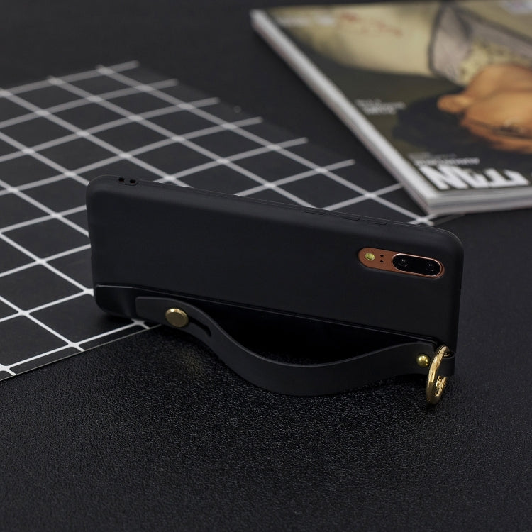 Shockproof Solid Color TPU Case with Wristband For Huawei P20 Pro
