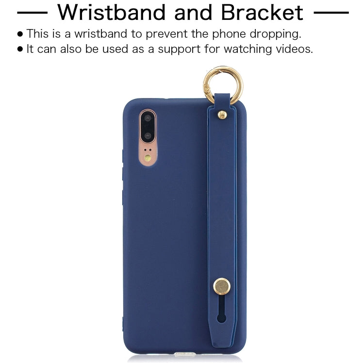 Shockproof Solid Color TPU Case with Wristband For Huawei P20 Pro