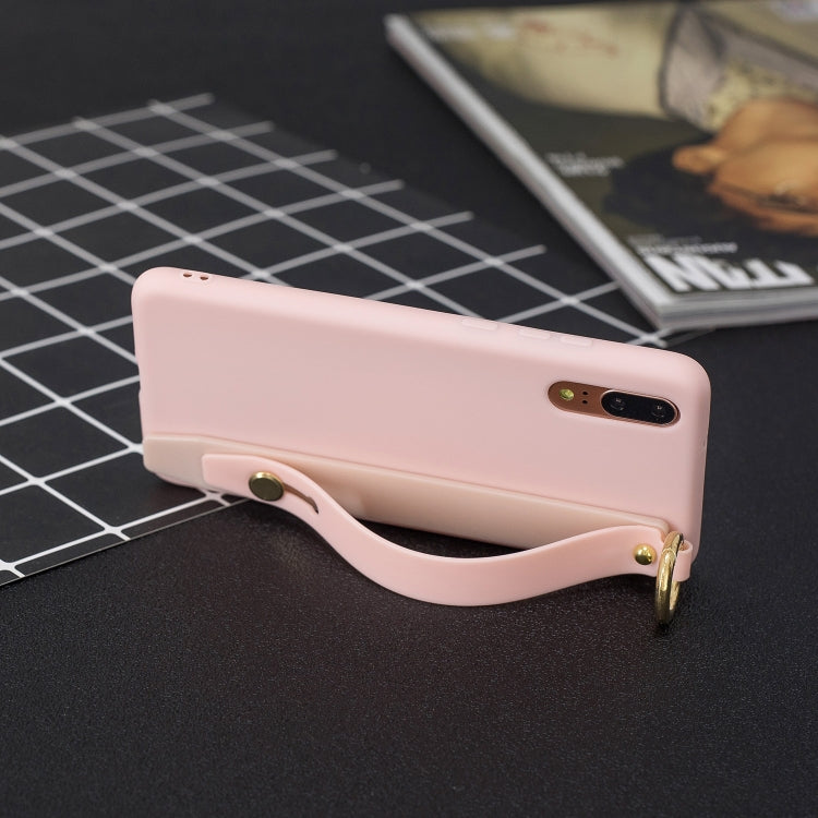 Shockproof Solid Color TPU Case with Wristband For Huawei P20 Pro